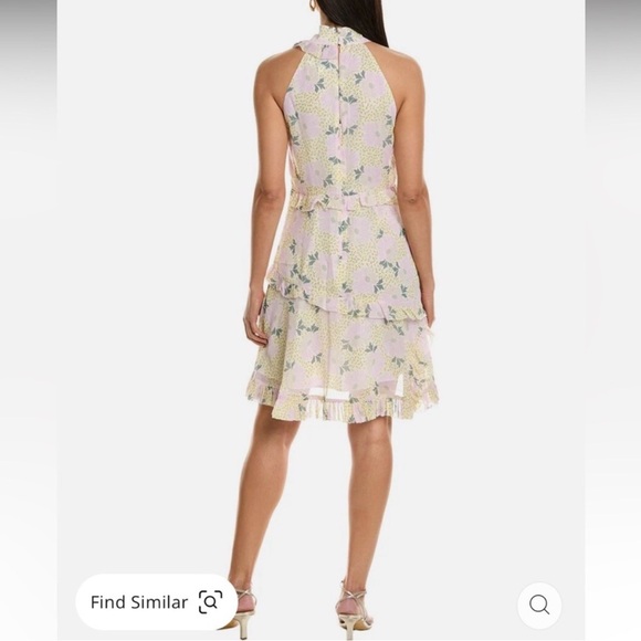 Ted Baker Sutton Light Yellow Twist Neck Frill Detail Mini Dress. NWT. Size 4 - Picture 2 of 16